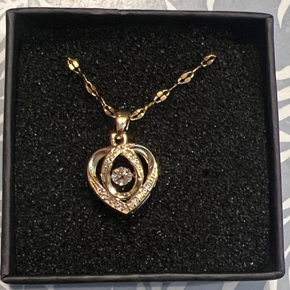 Gold Heart Pendant Necklace w/ CZ Center – Dainty Layering Jewelry ✨ - Picture 2 of 2